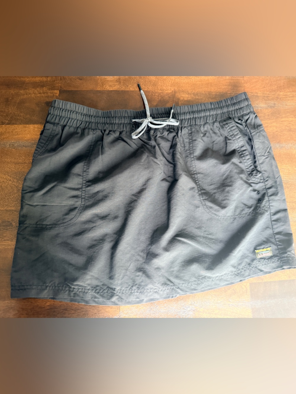 L.L. Bean Black Elastic Waist Mini Skirt